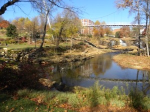 Reedy River and Falls under Liberty Bridge